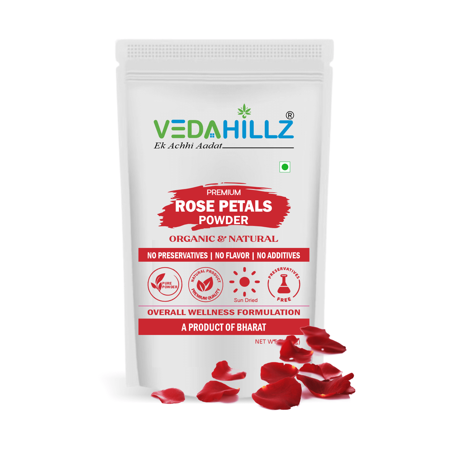 Vedahillz Rose Petals Powder – Culinary, Herbal & Beauty Use Made from Premium Fresh Roses